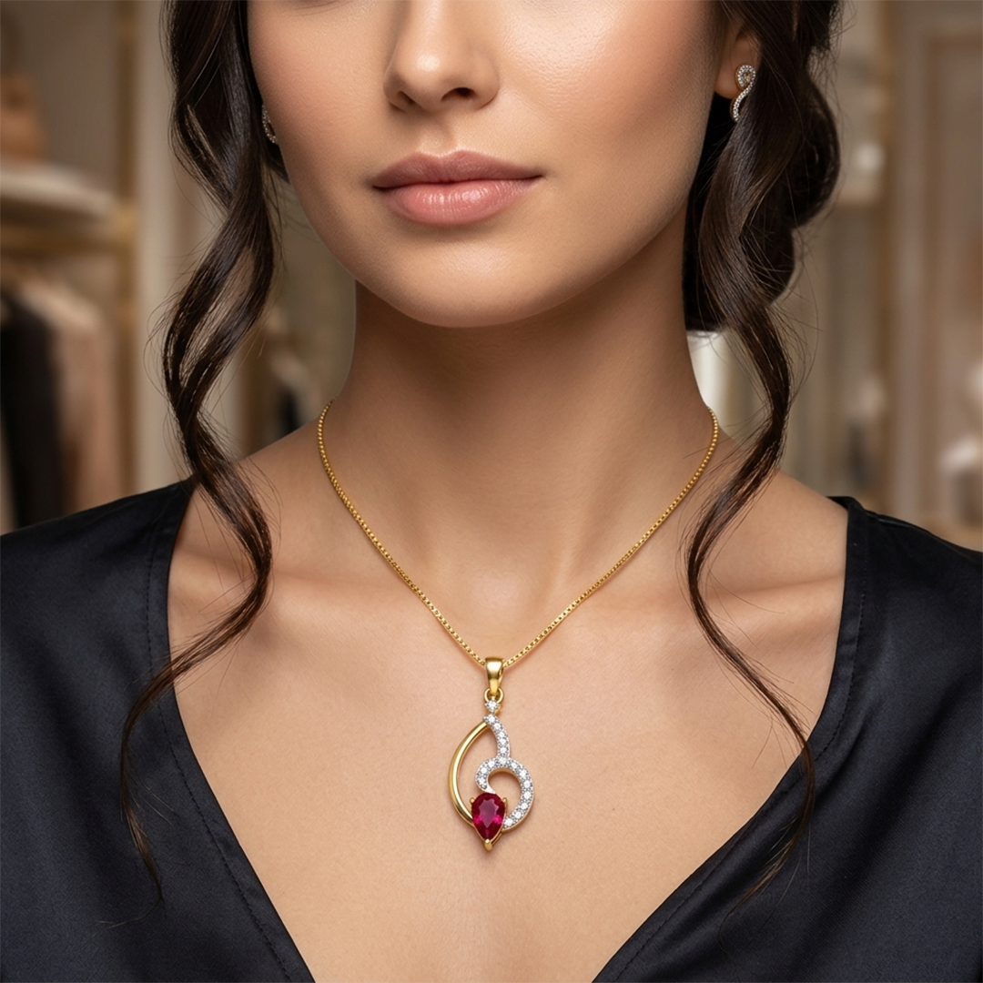 Ruby Aura Diamond Pendant